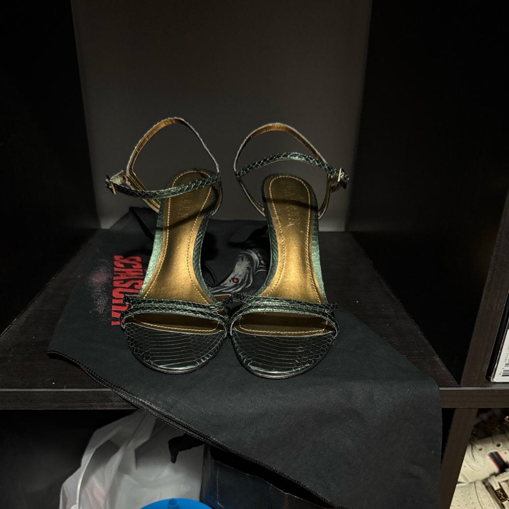 Ralph Lauren Green and Gold Heels